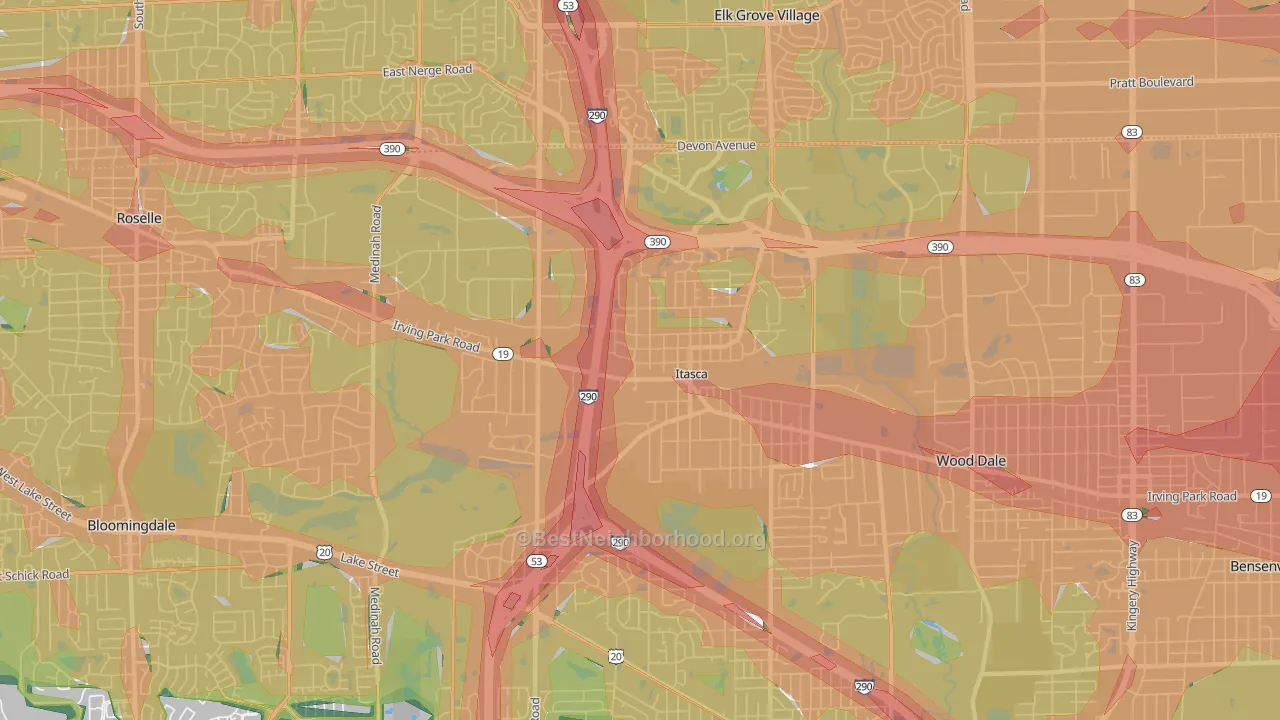 60143, IL Map of Noise Levels in 60143