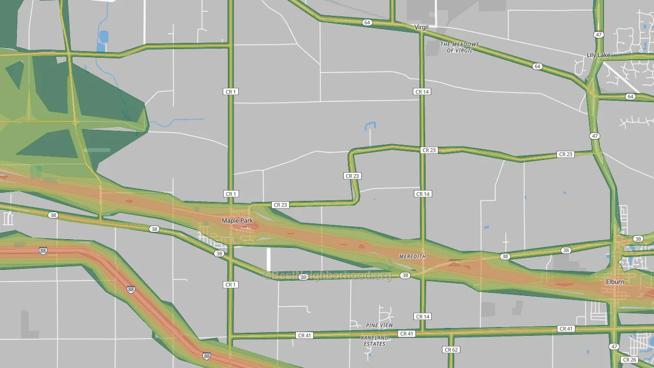60151, IL Map of Noise Levels in 60151
