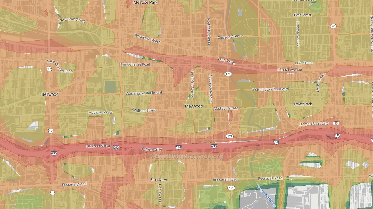 60153, IL Map of Noise Levels in 60153