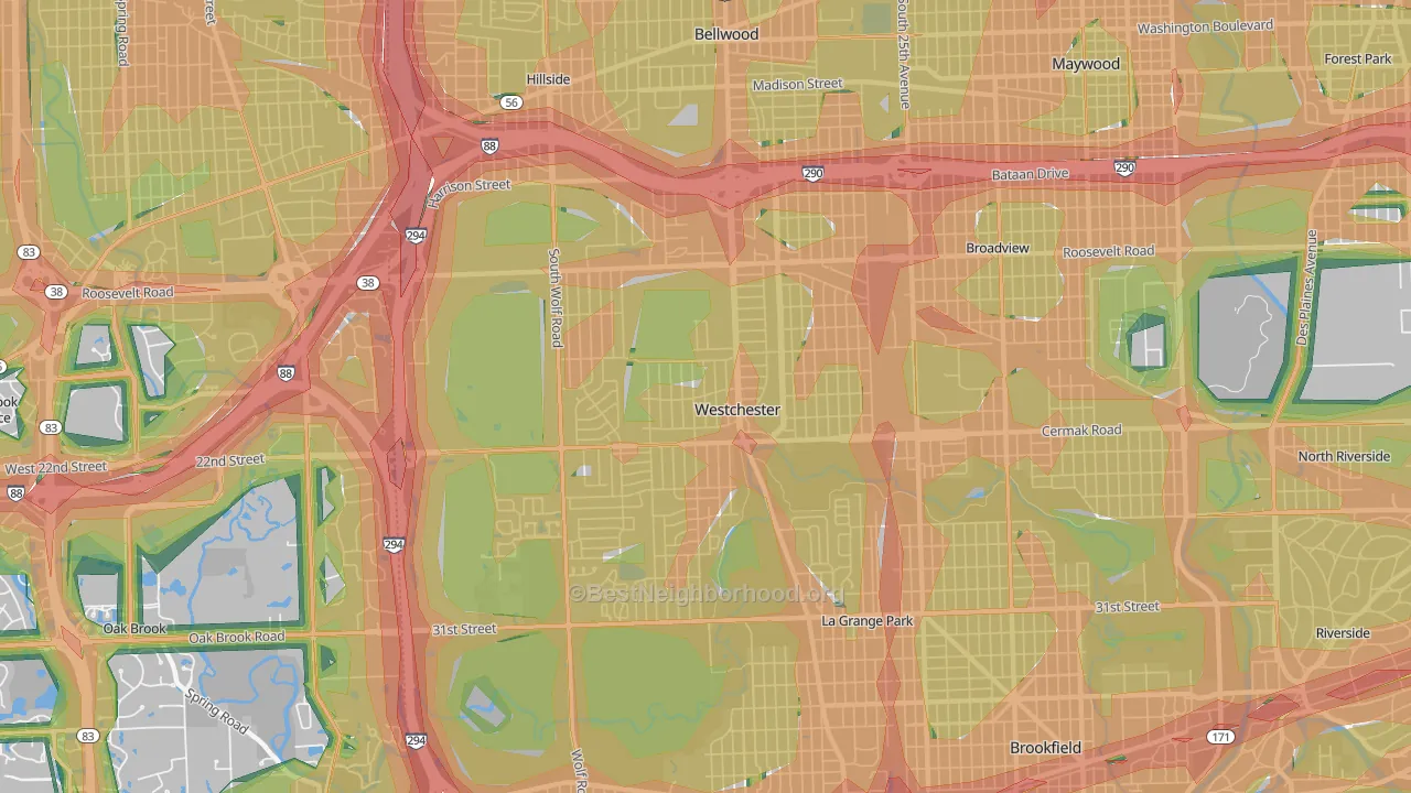 60154, IL Map of Noise Levels in 60154