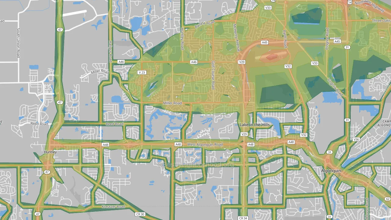 60156, IL Map of Noise Levels in 60156
