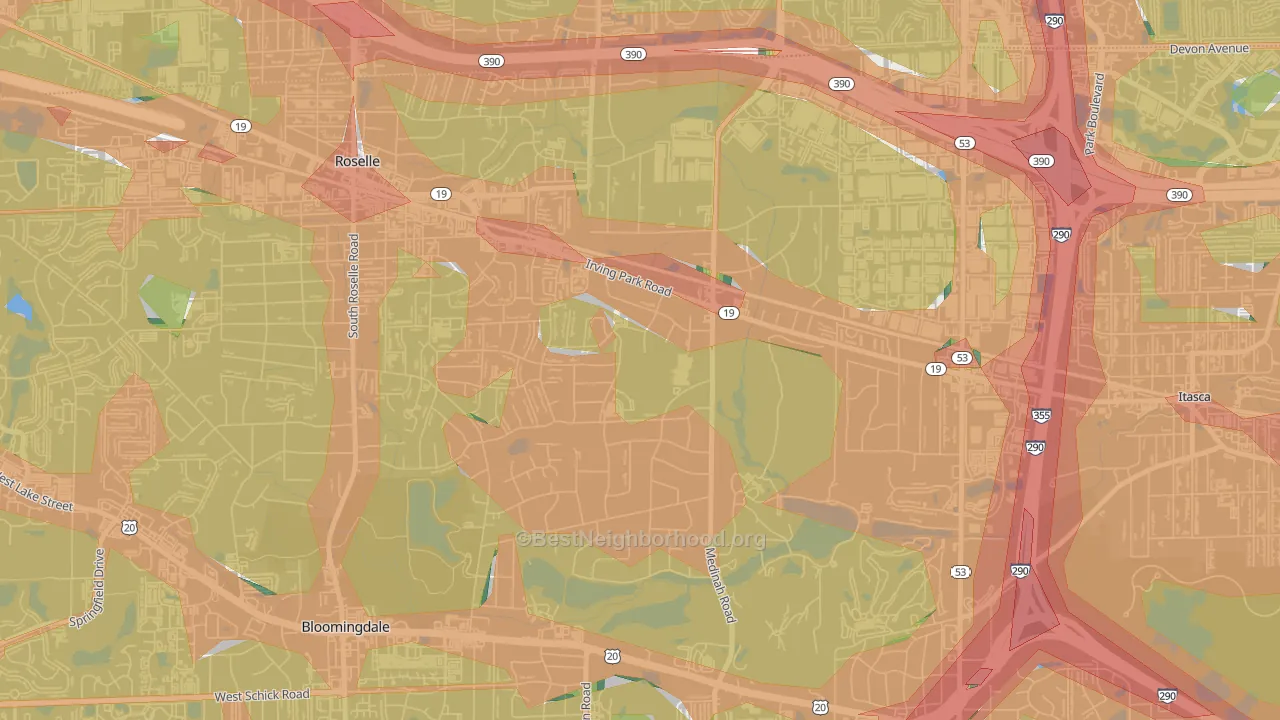 60157, IL Map of Noise Levels in 60157