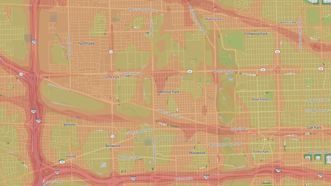 60160, IL Map of Noise Levels in 60160