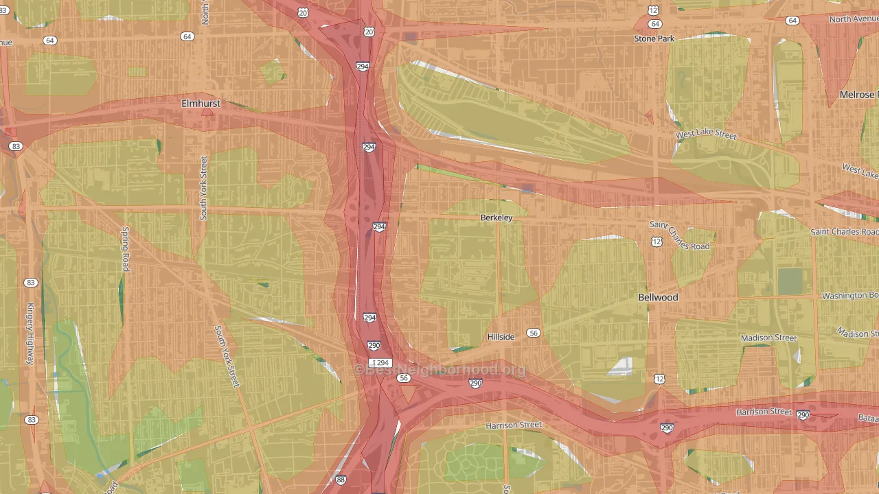 60163, IL Map of Noise Levels in 60163