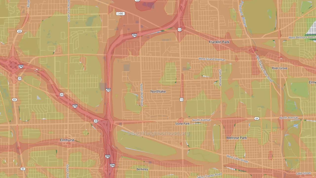60164, IL Map of Noise Levels in 60164