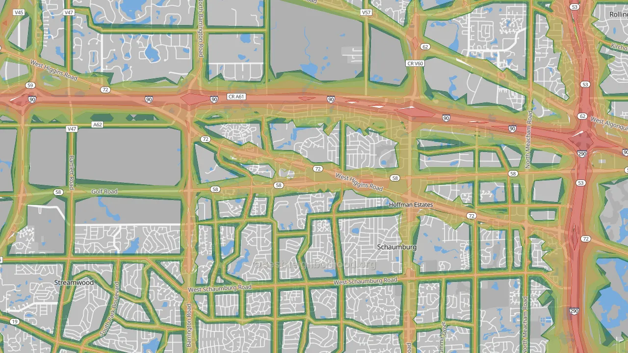 60169, IL Map of Noise Levels in 60169