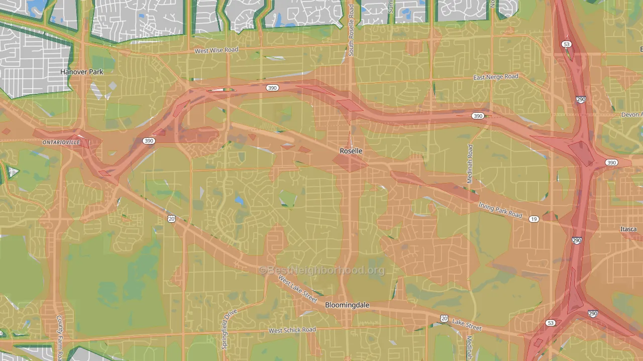 60172, IL Map of Noise Levels in 60172