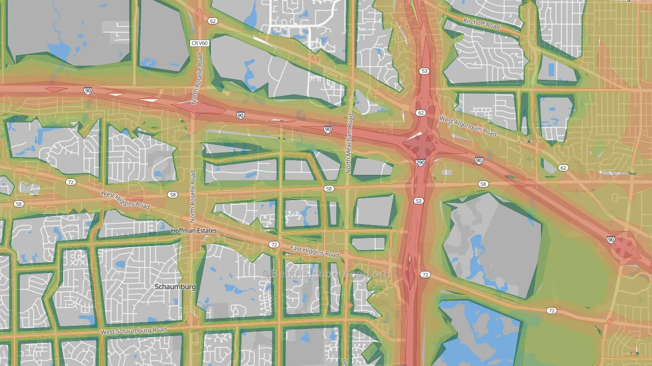 60173, IL Map of Noise Levels in 60173