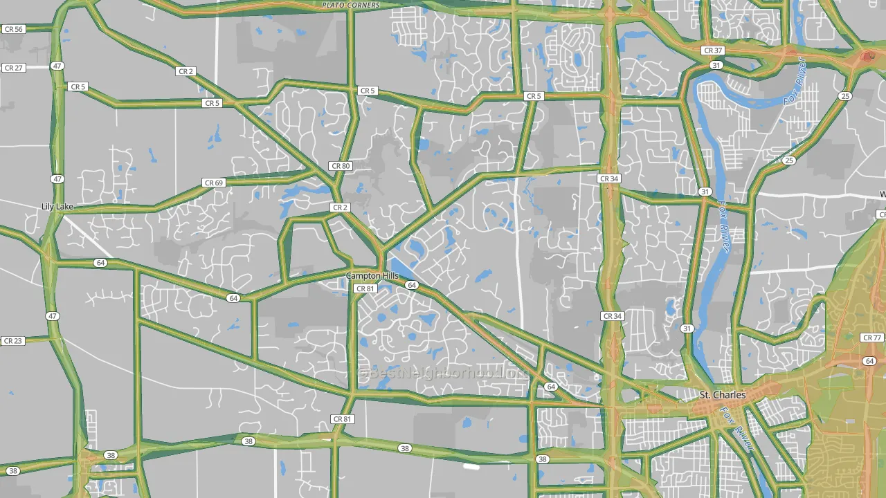 60175, IL Map of Noise Levels in 60175