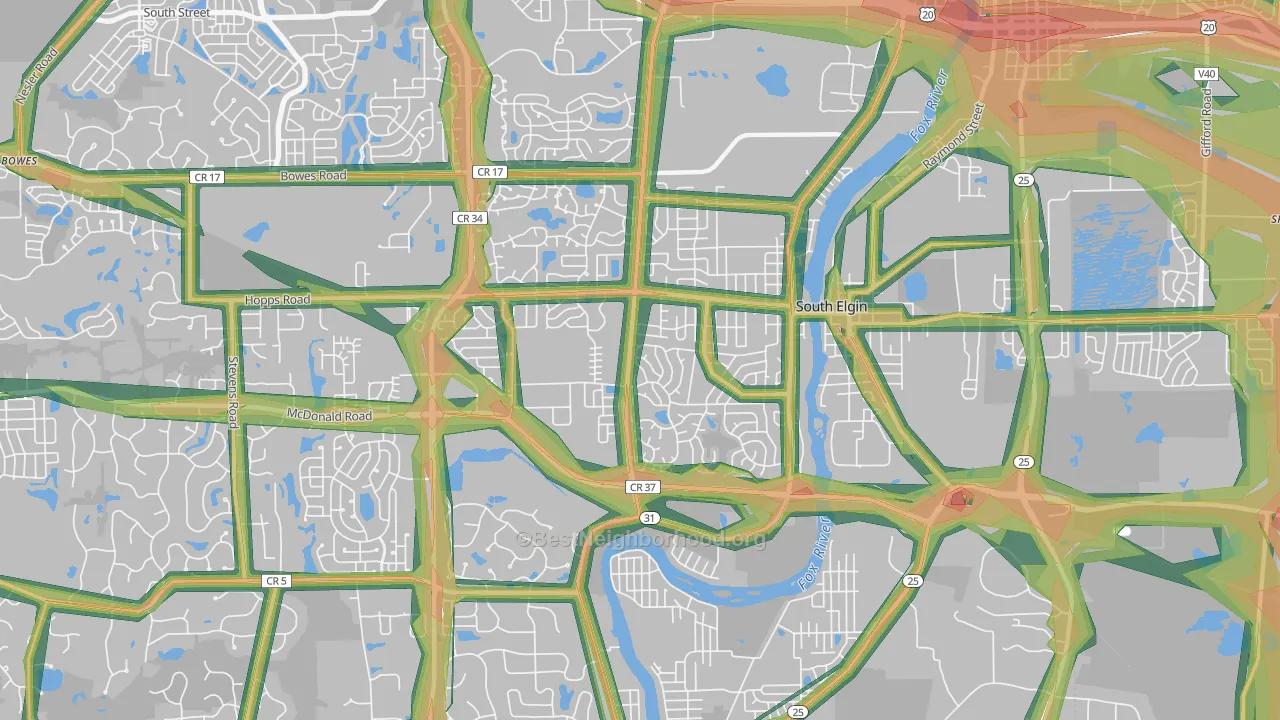 60177, IL Map of Noise Levels in 60177