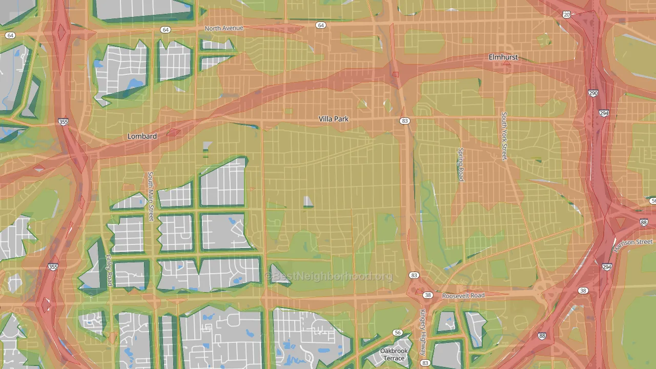 60181, IL Map of Noise Levels in 60181