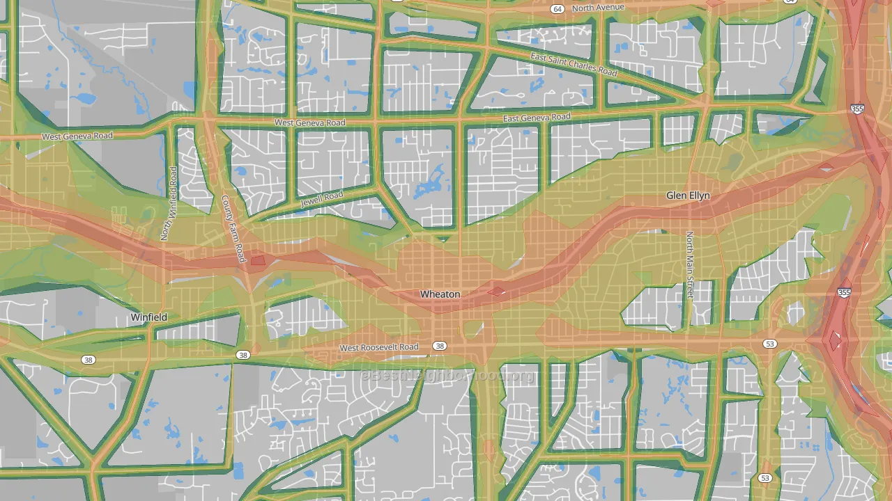 60187, IL Map of Noise Levels in 60187
