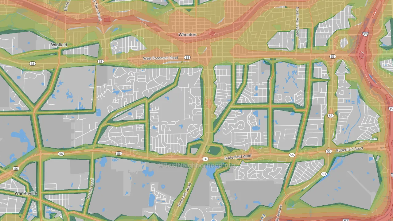 60189, IL Map of Noise Levels in 60189