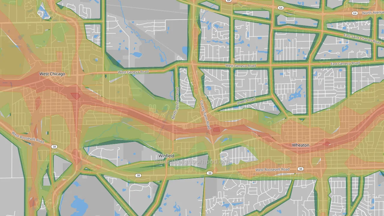 60190, IL Map of Noise Levels in 60190