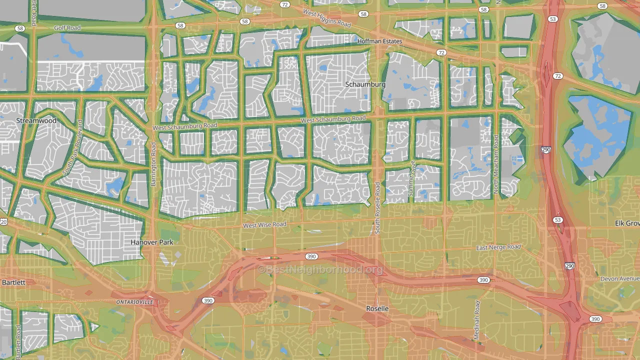 60193, IL Map of Noise Levels in 60193