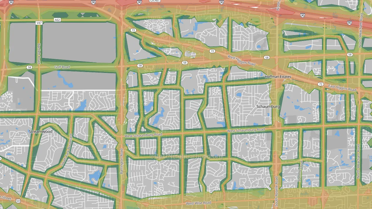 60194, IL Map of Noise Levels in 60194