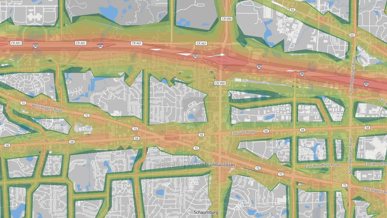 60195, IL Map of Noise Levels in 60195