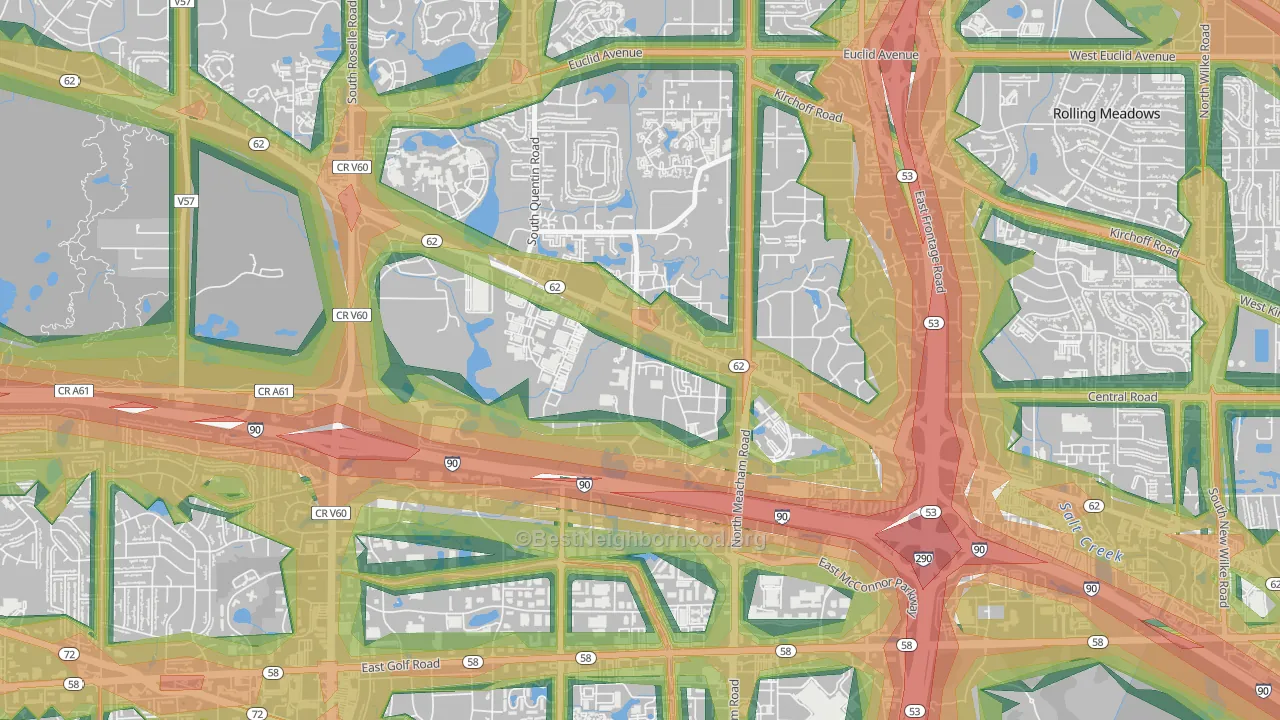 60196, IL Map of Noise Levels in 60196