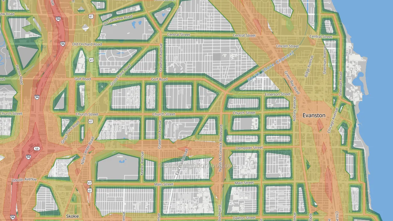 60203, IL Map of Noise Levels in 60203