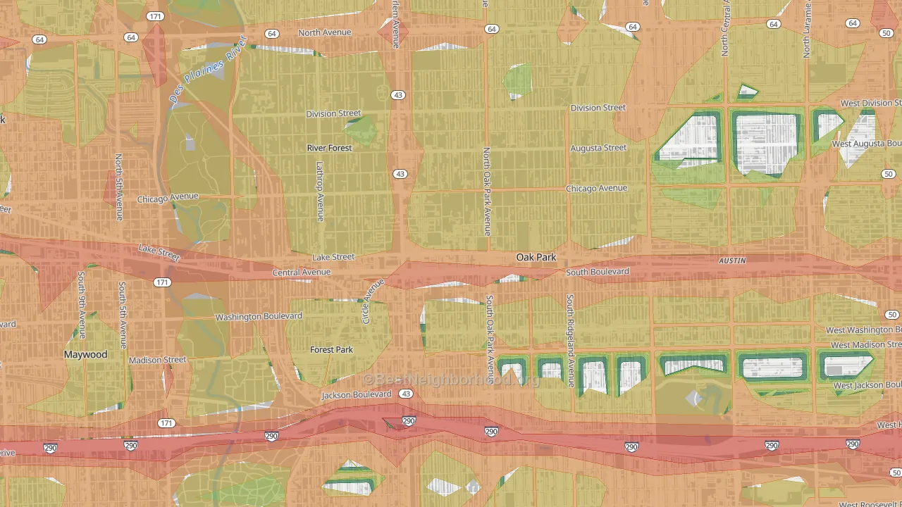 60301, IL Map of Noise Levels in 60301