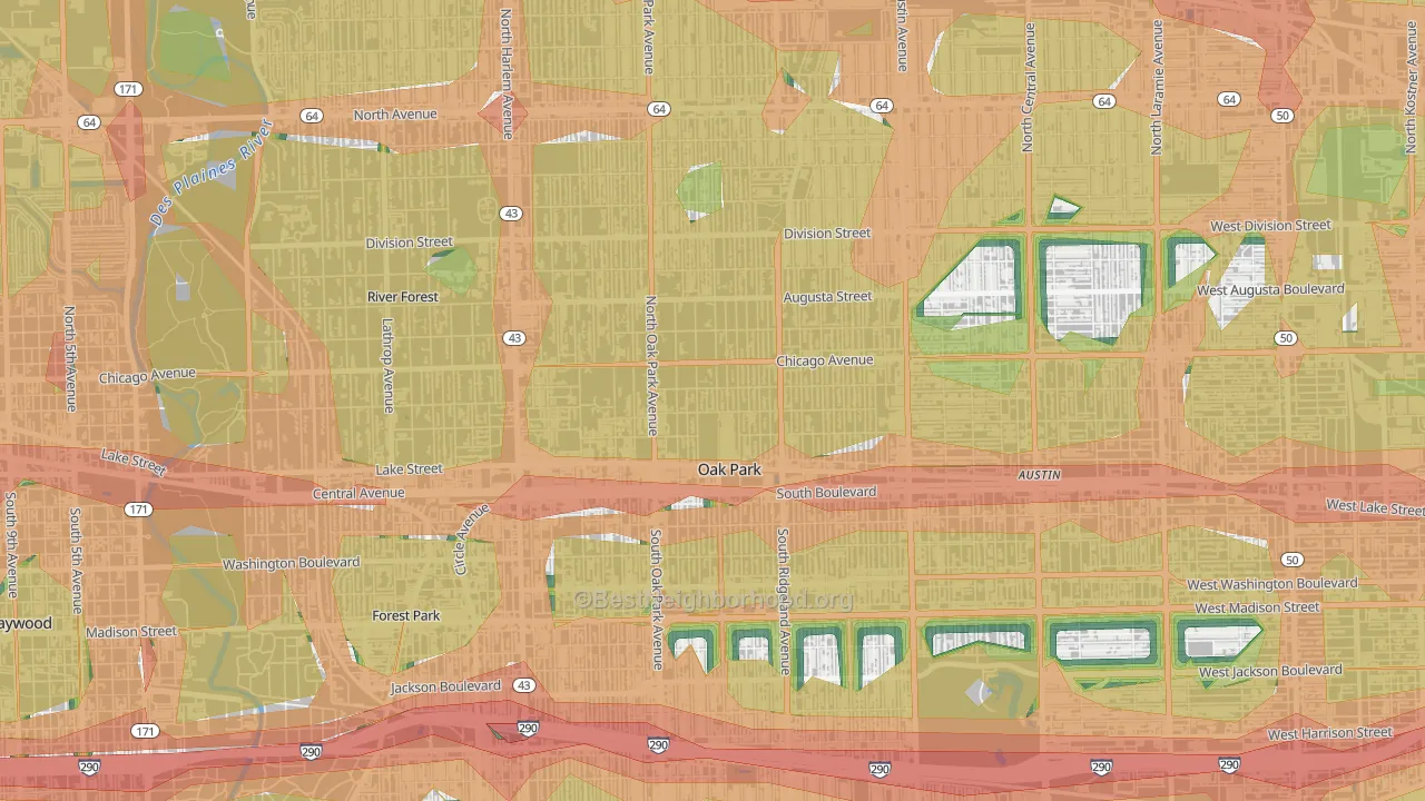60302, IL Map of Noise Levels in 60302