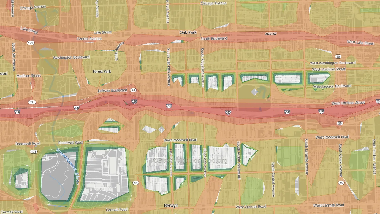60304, IL Map of Noise Levels in 60304