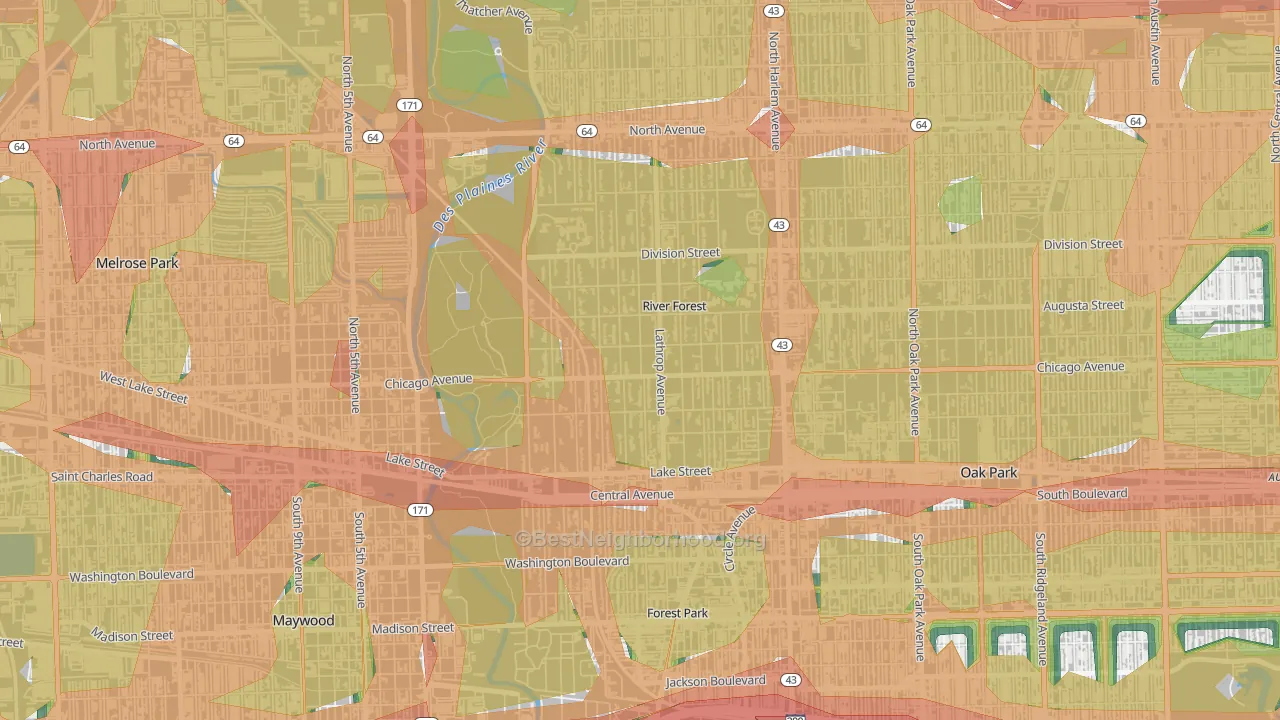 60305, IL Map of Noise Levels in 60305