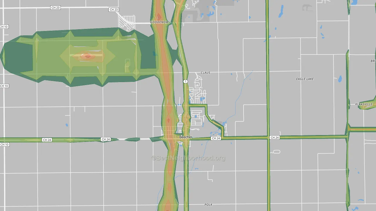 60401, IL Map of Noise Levels in 60401