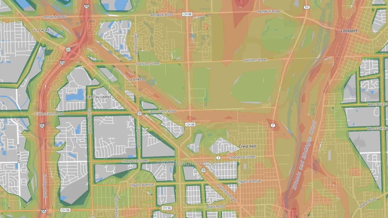 60403, IL Map of Noise Levels in 60403