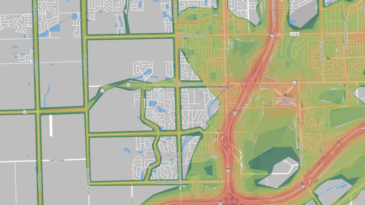 60404, IL Map of Noise Levels in 60404