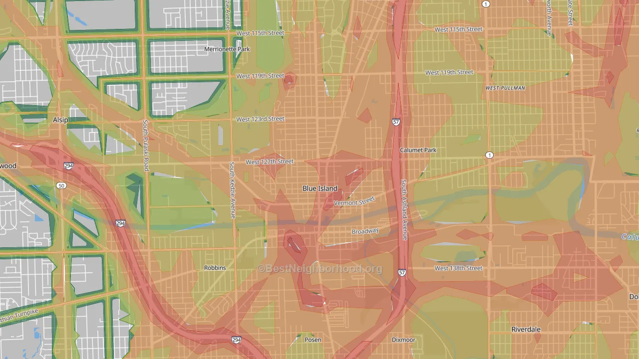 60406, IL Map of Noise Levels in 60406