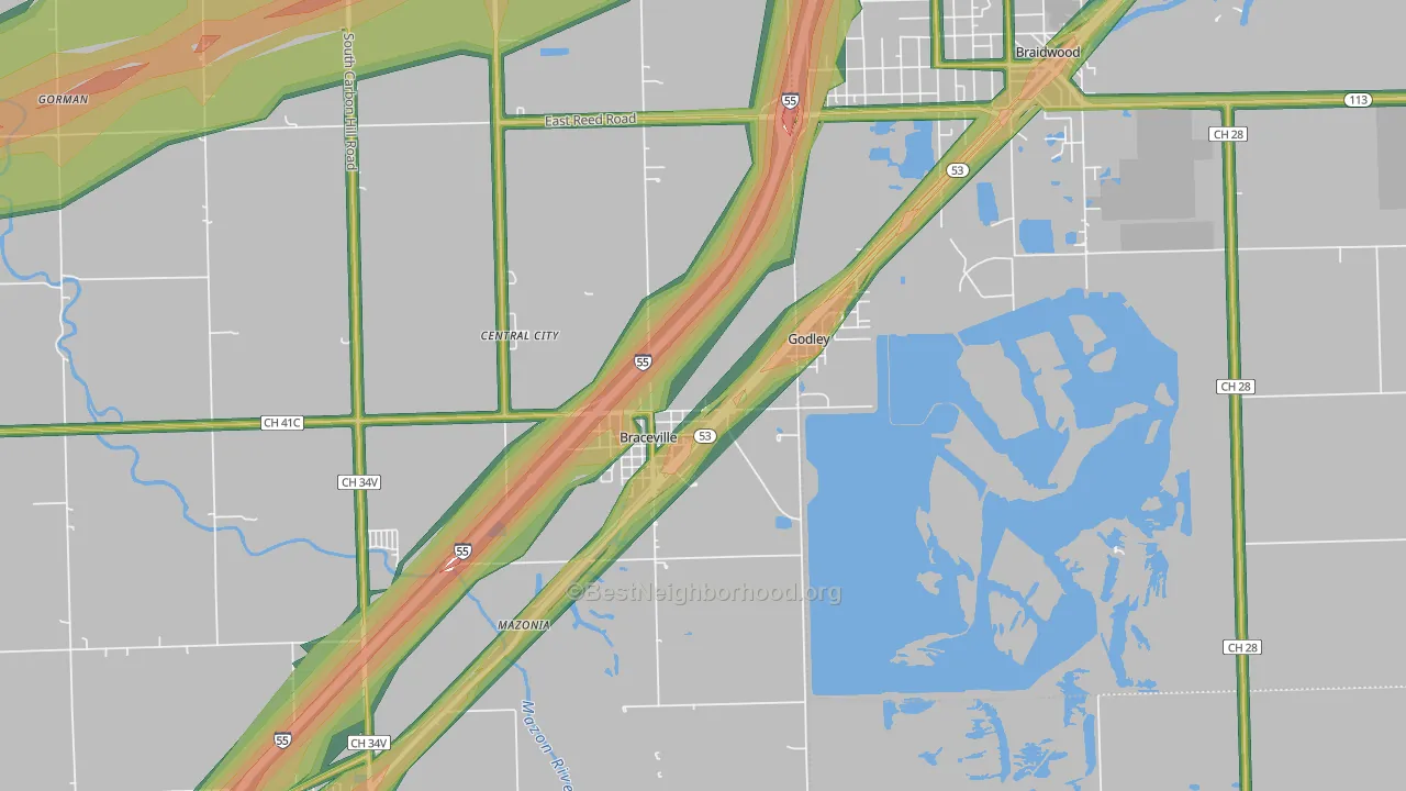 60407, IL Map of Noise Levels in 60407
