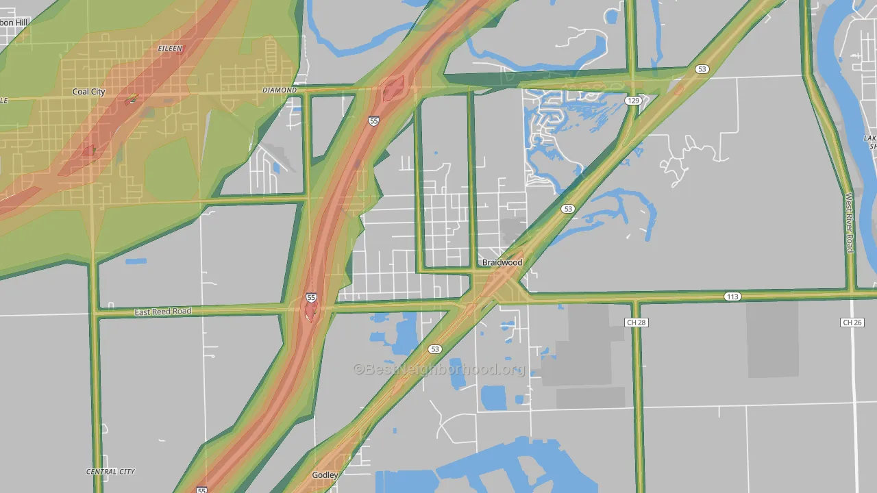 60408, IL Map of Noise Levels in 60408