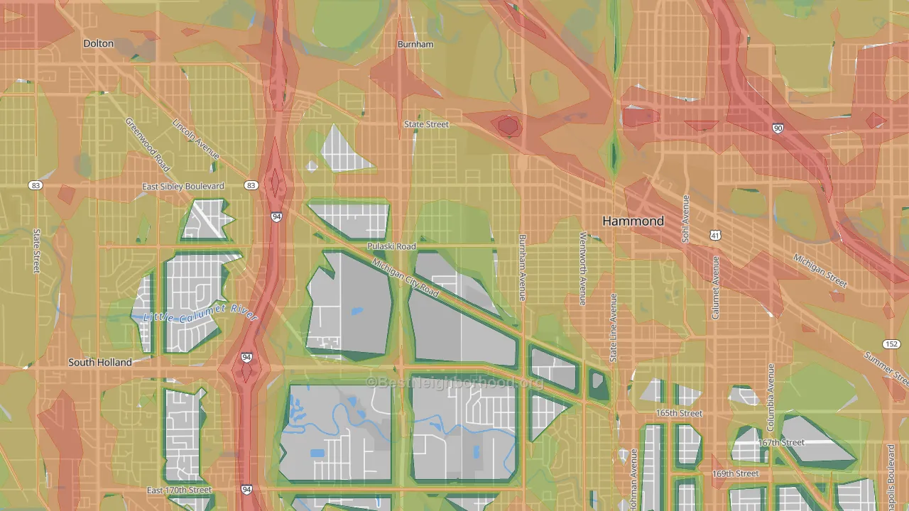 60409, IL Map of Noise Levels in 60409
