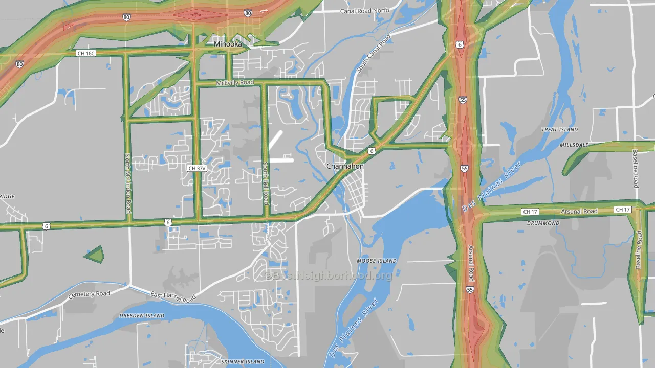 60410, IL Map of Noise Levels in 60410