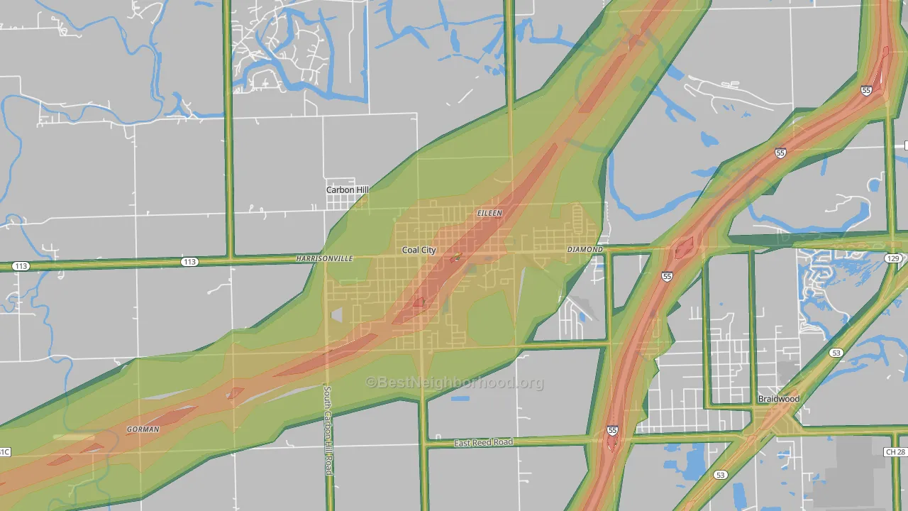 60416, IL Map of Noise Levels in 60416
