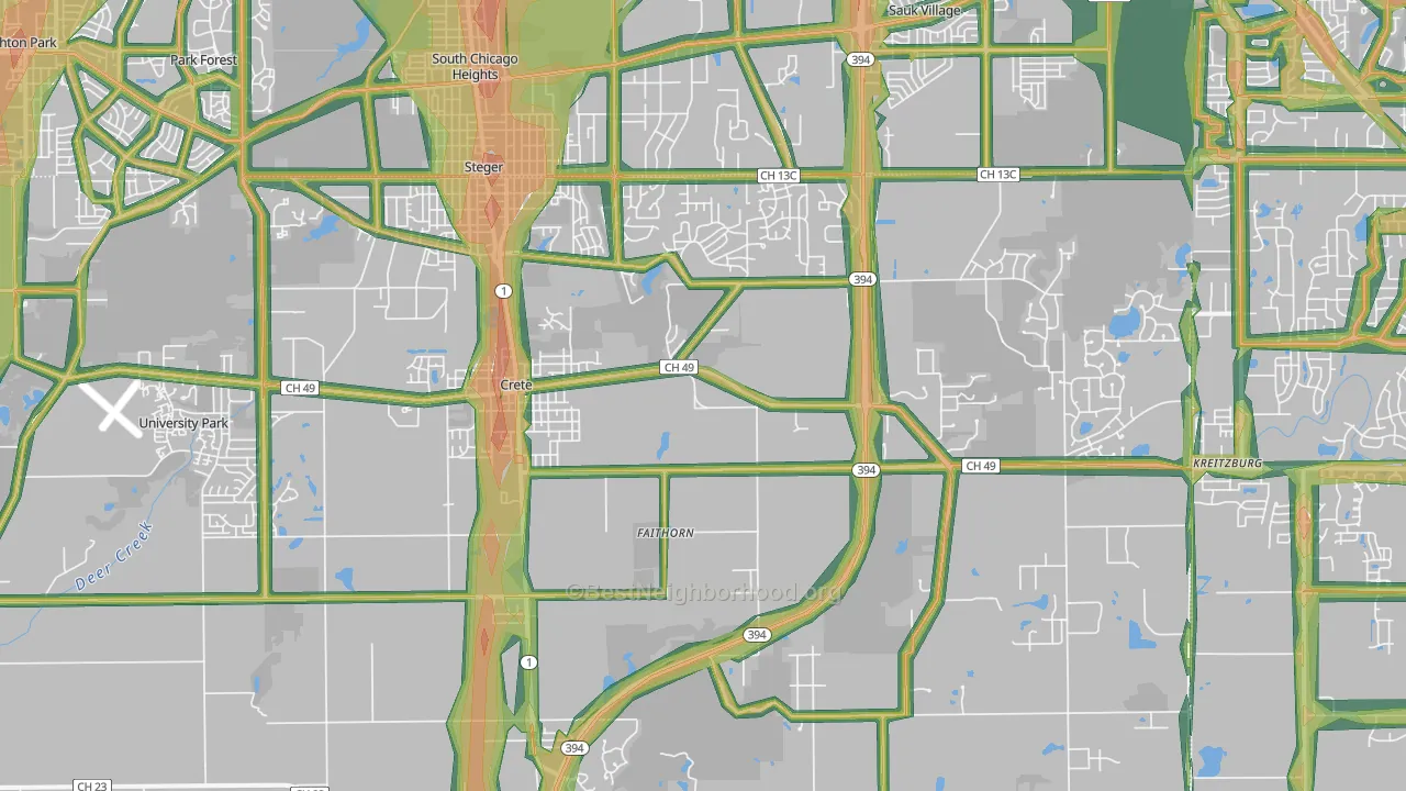 60417, IL Map of Noise Levels in 60417