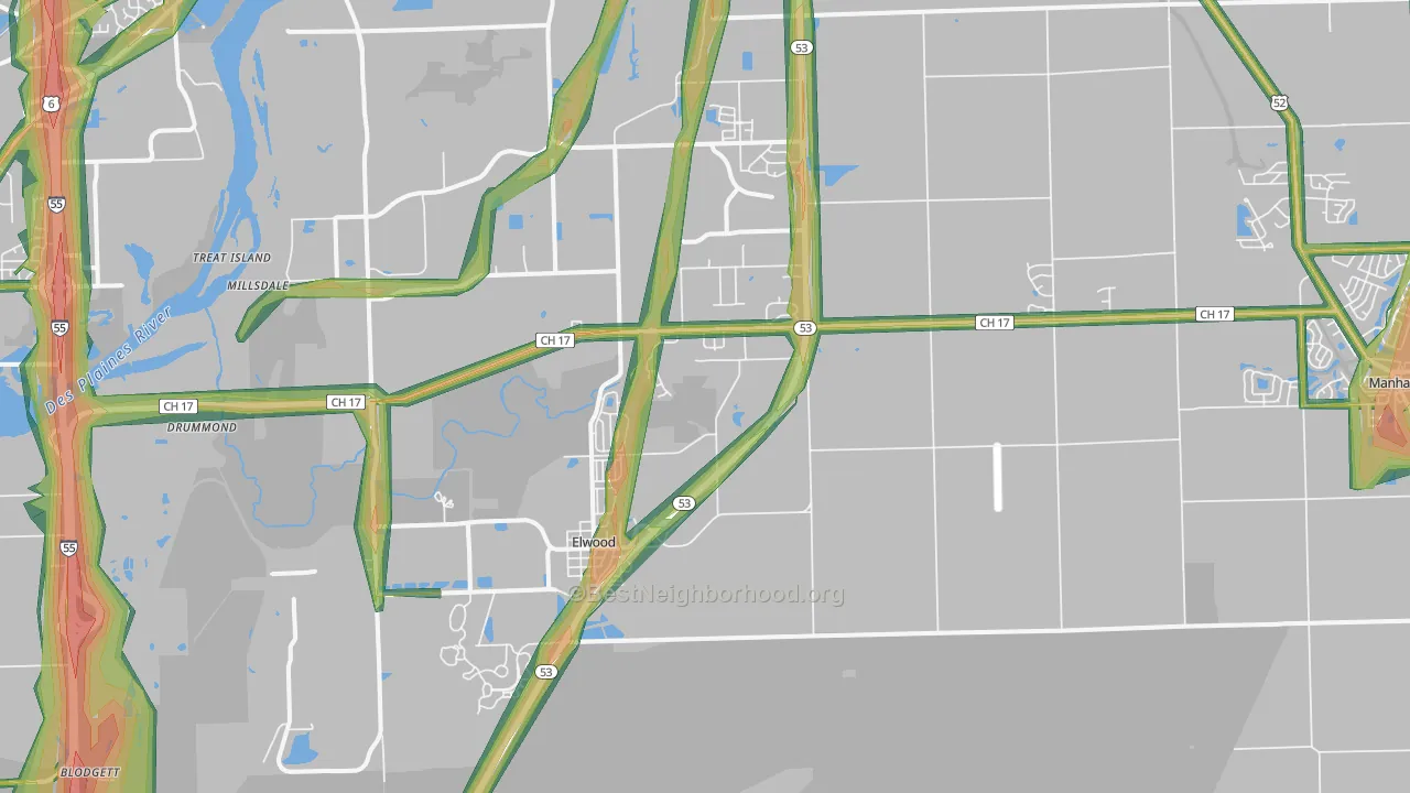 60421, IL Map of Noise Levels in 60421