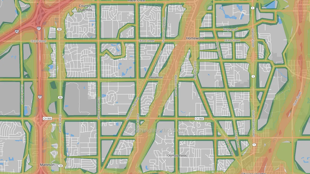 60422, IL Map of Noise Levels in 60422
