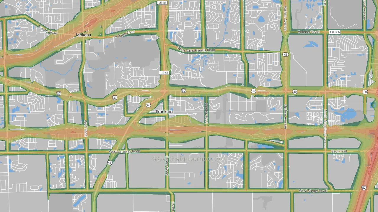 60423, IL Map of Noise Levels in 60423