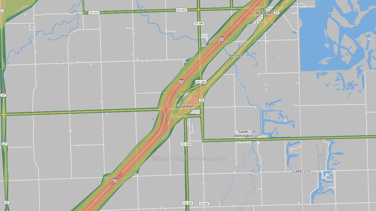 60424, IL Map of Noise Levels in 60424