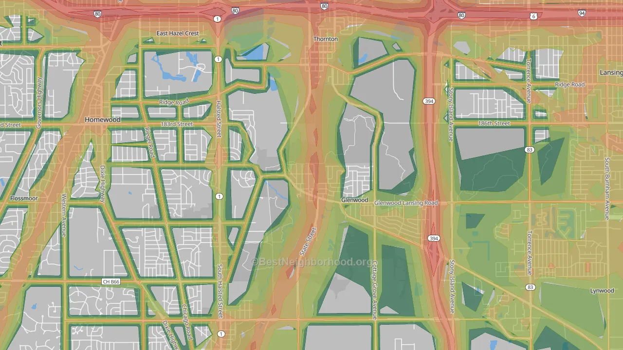 60425, IL Map of Noise Levels in 60425