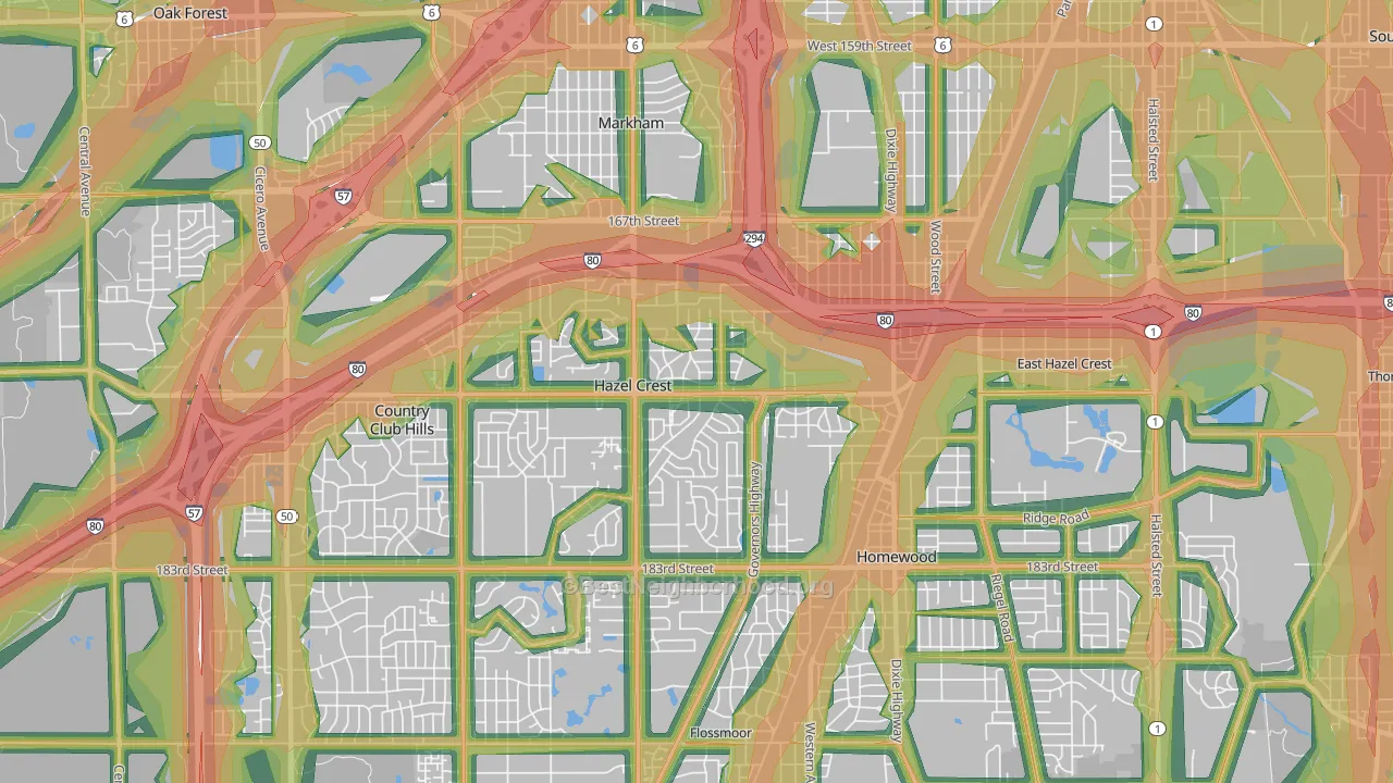 60429, IL Map of Noise Levels in 60429