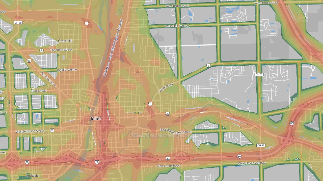 60432, IL Map of Noise Levels in 60432