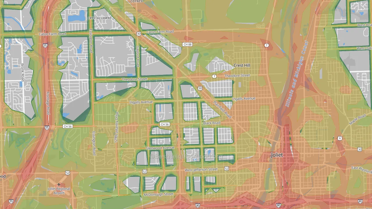 60435, IL Map of Noise Levels in 60435