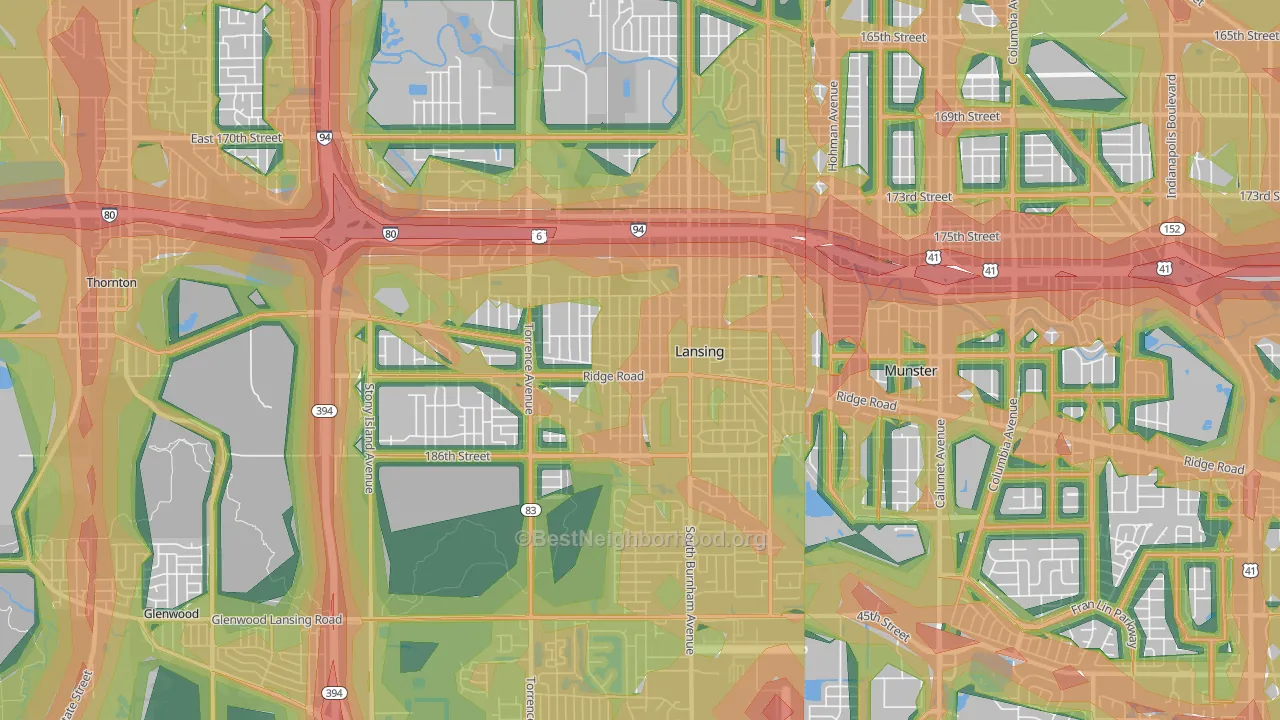 60438, IL Map of Noise Levels in 60438