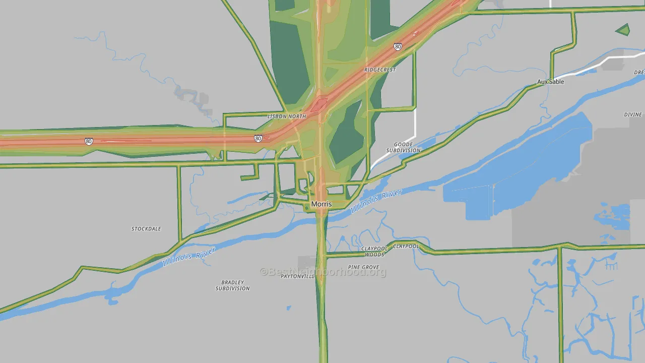 60450, IL Map of Noise Levels in 60450