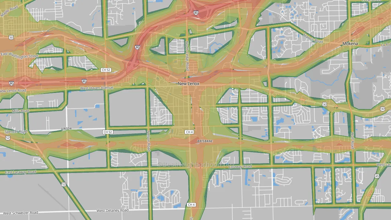 60451, IL Map of Noise Levels in 60451