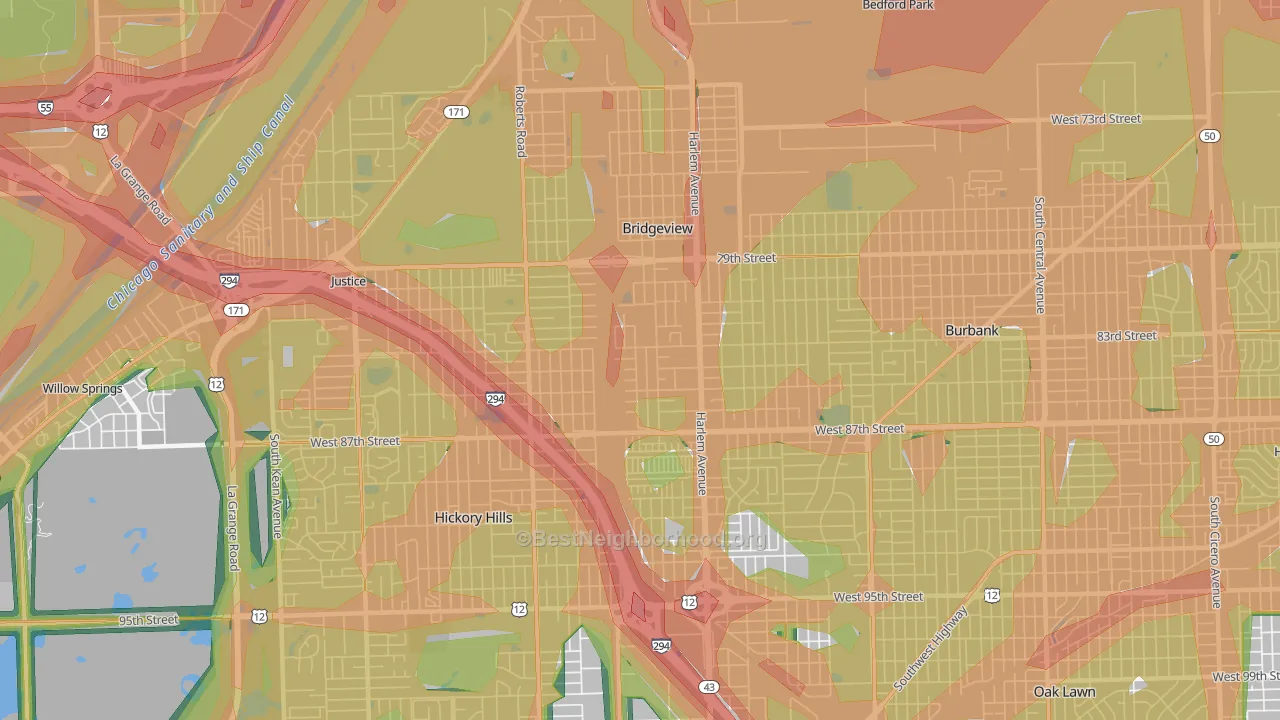 60455, IL Map of Noise Levels in 60455