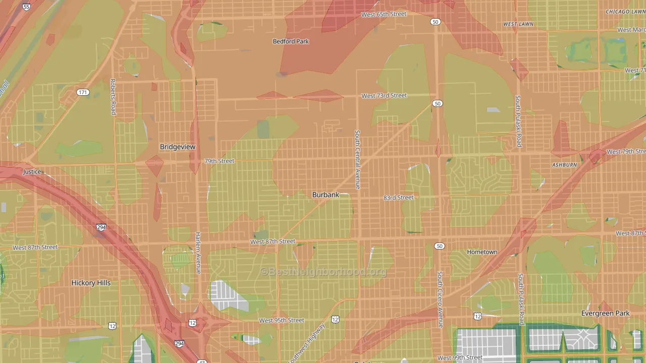 60459, IL Map of Noise Levels in 60459